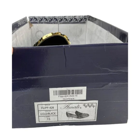 NEW AMALI Men's Slip On Gold/Black Sequins Loafers Flipp-428 size 15 - Picture 10 of 14